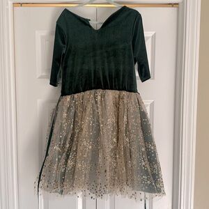 Girls green dress with glitters